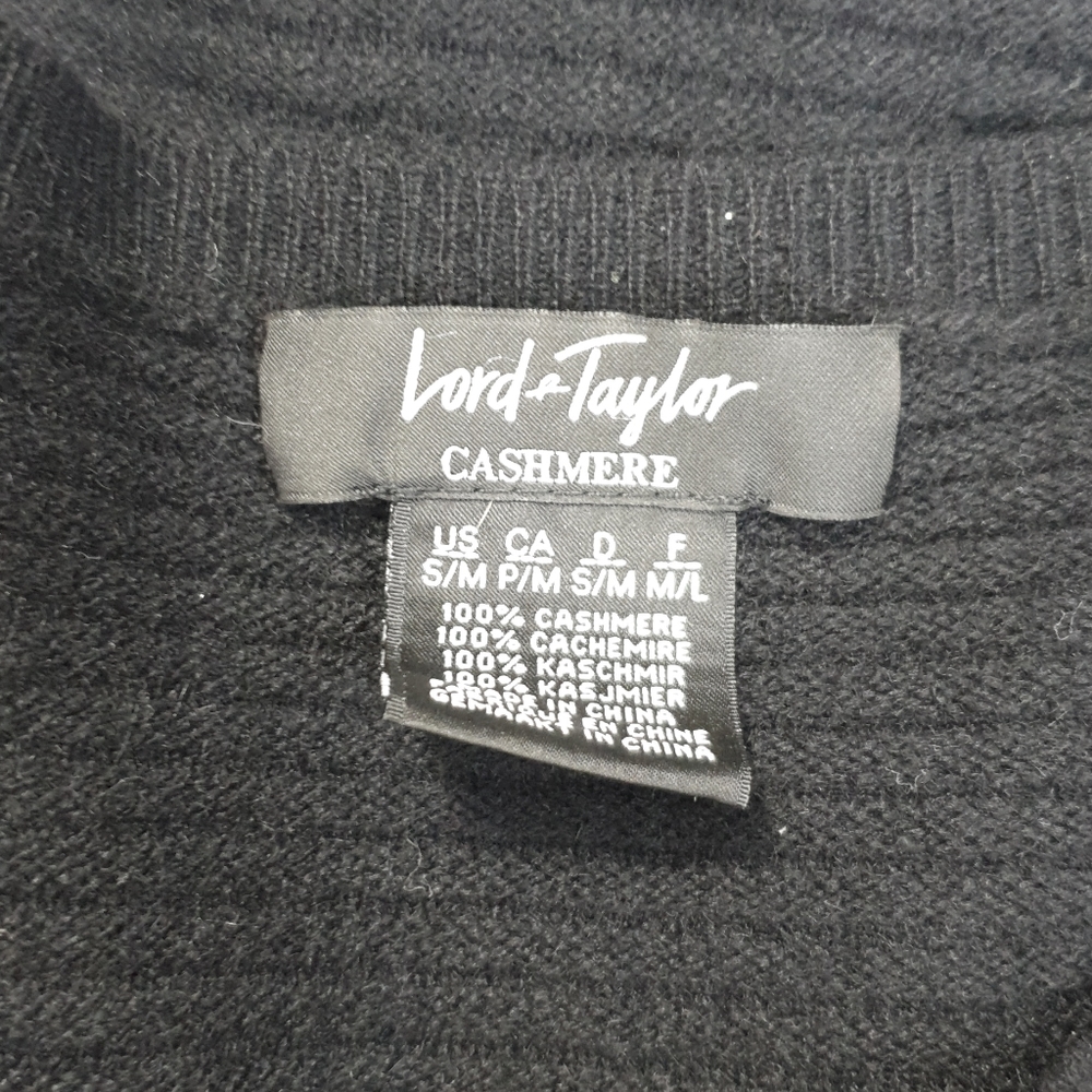 100% cashmere black poncho size S Lord & Taylor - Picture 4 of 12